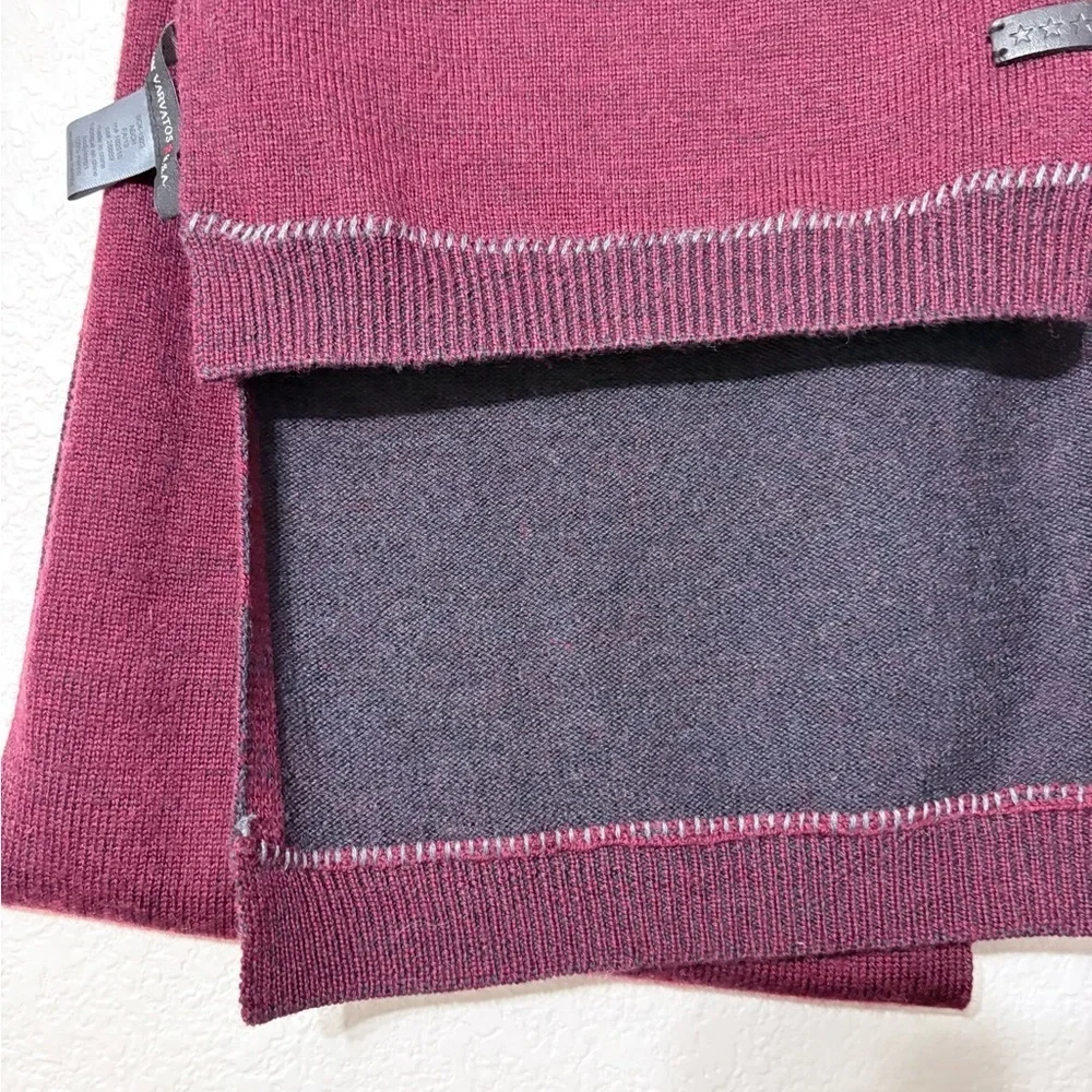 John Varvatos Mens Plated Pick Stitch Scarf Garnet/Cast Iron Merino Wool.